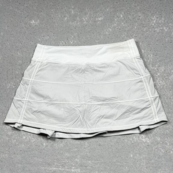 Lululemon Womens Sz 8 OffWhite Run Pace Setter Ruffle Pleated Mini Skirt Preppy - Picture 1 of 14